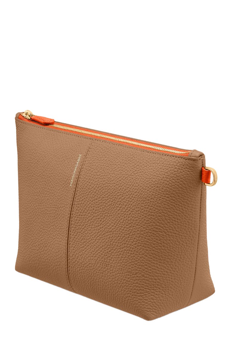 Small Leather Flaire Pouch, Alternate, color, Manhattan Sandstone