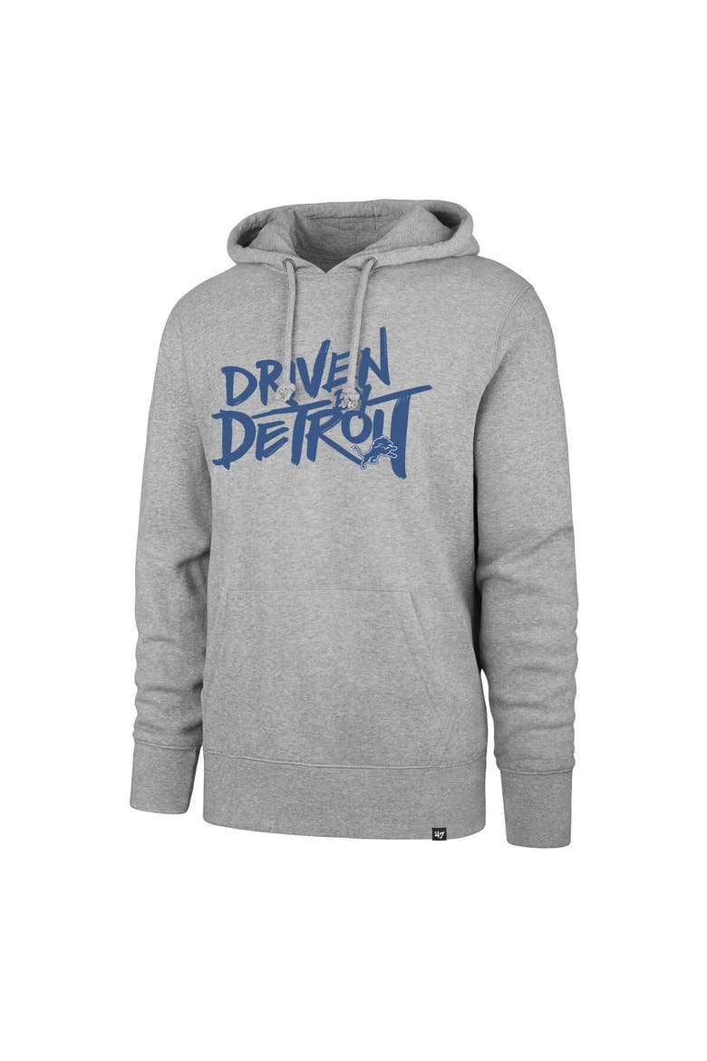 Men's '47 Gray Detroit Lions Driven by Detroit Pullover Hoodie, Alternate, color, Heather Gray