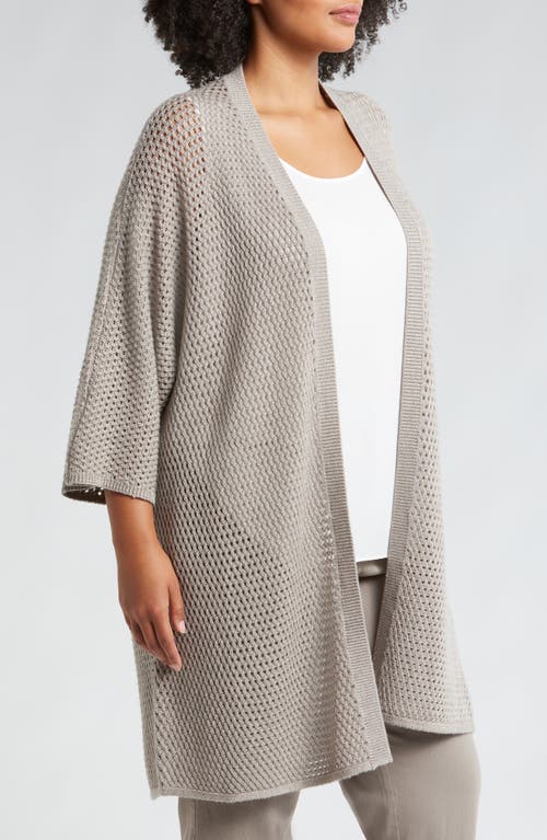 EILEEN FISHER EILEEN FISHER OPEN STITCH LONGLINE WOOL CARDIGAN