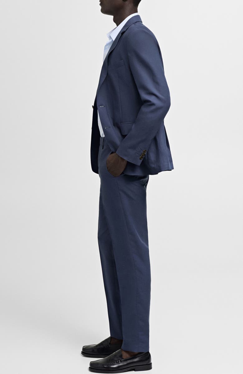 MANGO Slim Fit Blue Lyocell & Linen Sport Coat, Alternate, color, Blue