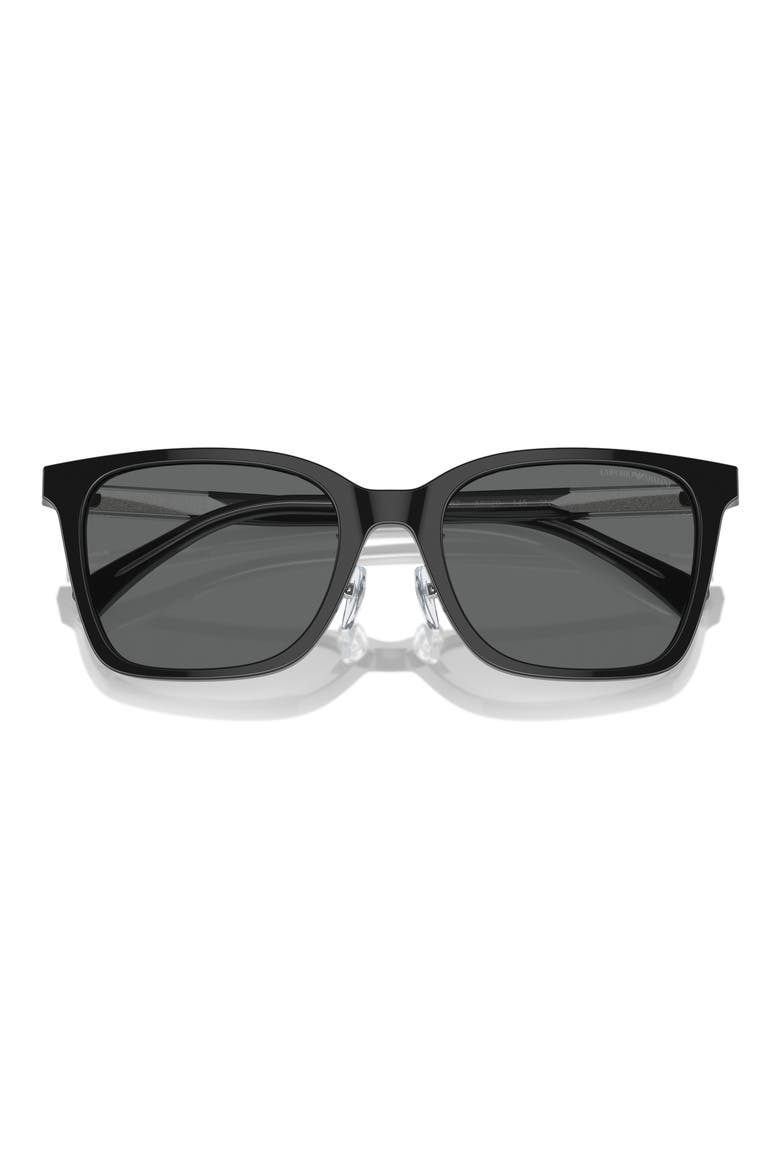 55mm Square Sunglasses, Alternate, color, SHINY BLACK / DARK GREY