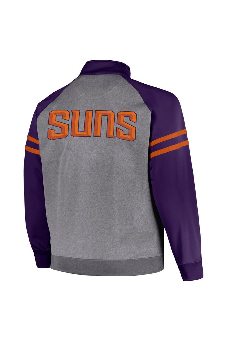 Men's Fanatics Branded Purple/Heather Gray Phoenix Suns Big & Tall Pieced Stripe Raglan Full-Zip Track Jacket, Alternate, color, Purple