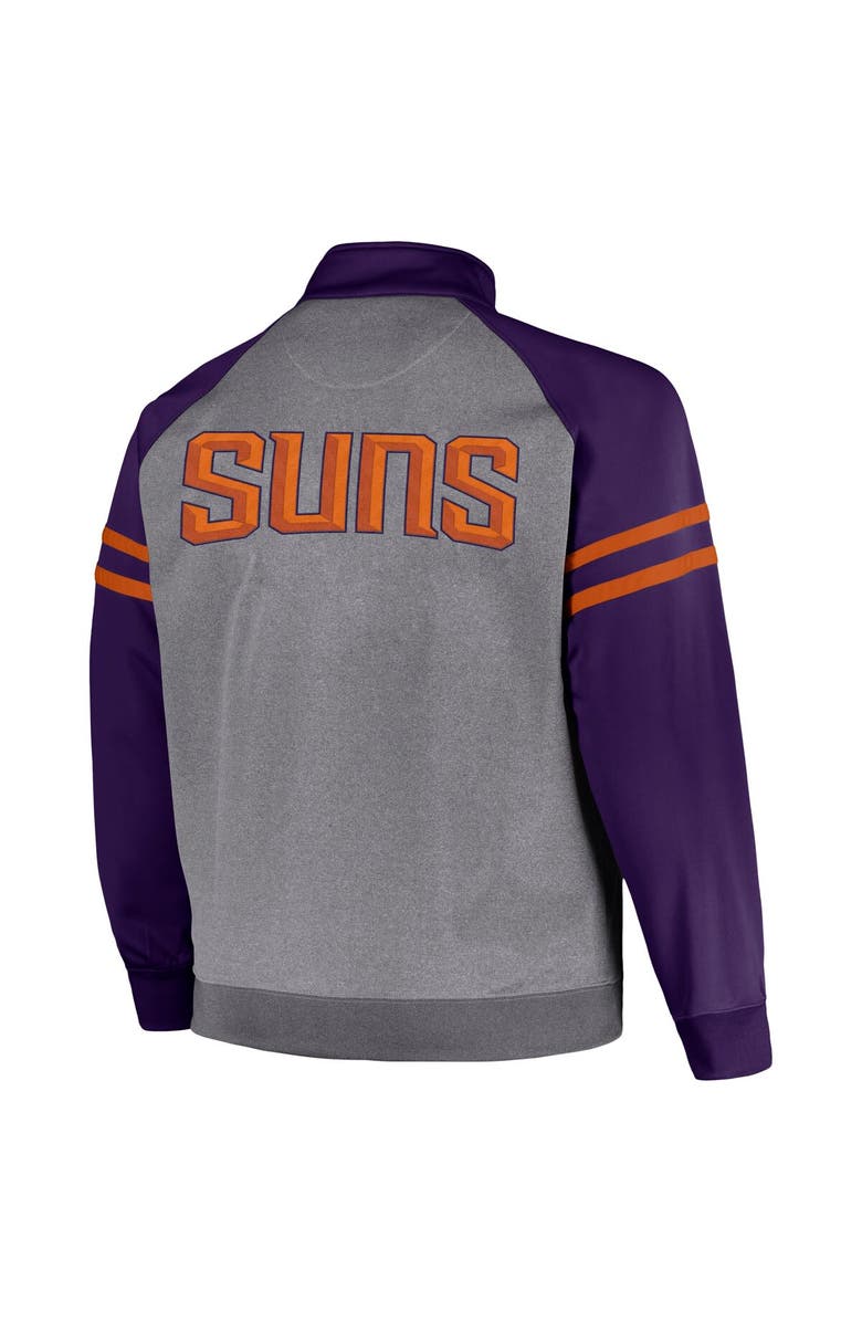 FANATICS Men's Fanatics Branded Purple/Heather Gray Phoenix Suns Big & Tall Pieced Stripe Raglan Full-Zip Track Jacket, Alternate, color, Purple