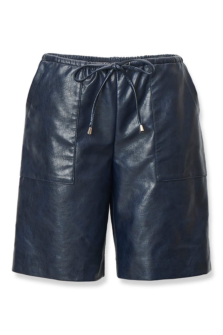 Claire Faux Leather Shorts, Alternate, color, NAVY