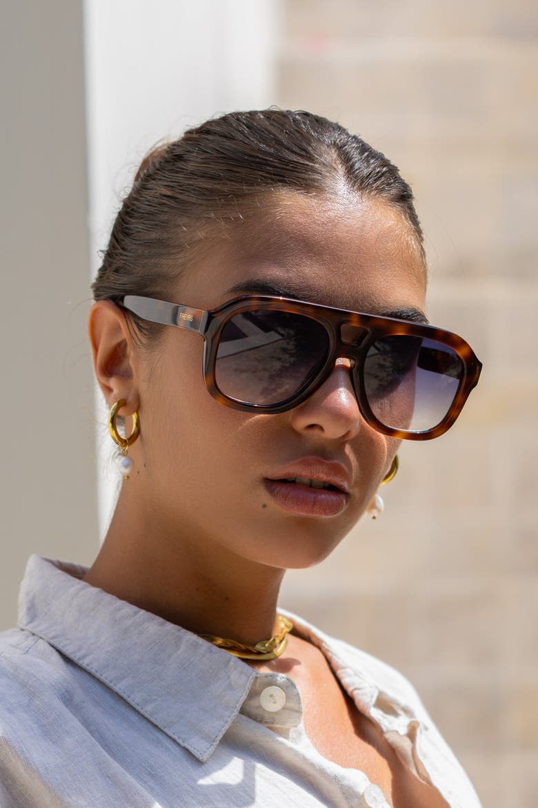 Voyager Oversized Aviator Sunglasses, Alternate, color, Tortoise / Blue