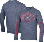 Champion Men's Champion Heather Navy Washington Capitals Multi-Logo Tri-Blend Long Sleeve T-Shirt