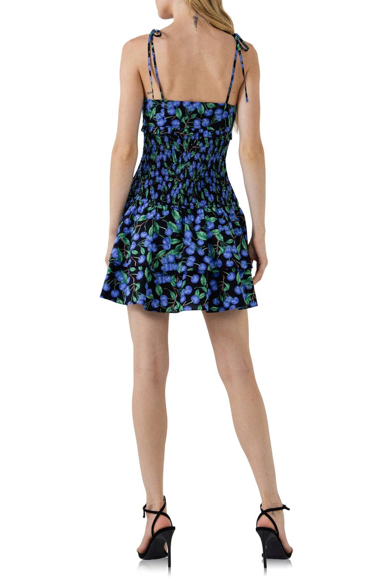 Smocked Blueberry Minidress, Alternate, color, BLACK