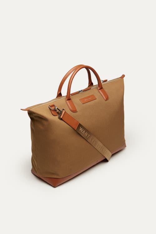 Want Les Essentiels De La Vie Want Les Essentiels Hartsfield Organic Cotton Canvas Weekender Bag In Dark Camel