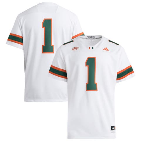 Men's adidas #1 White Miami Hurricanes Premier Jersey