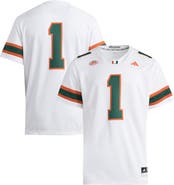 adidas Men's adidas #1 White Miami Hurricanes Premier Jersey
