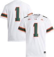 adidas Men's adidas #1 White Miami Hurricanes Premier Jersey