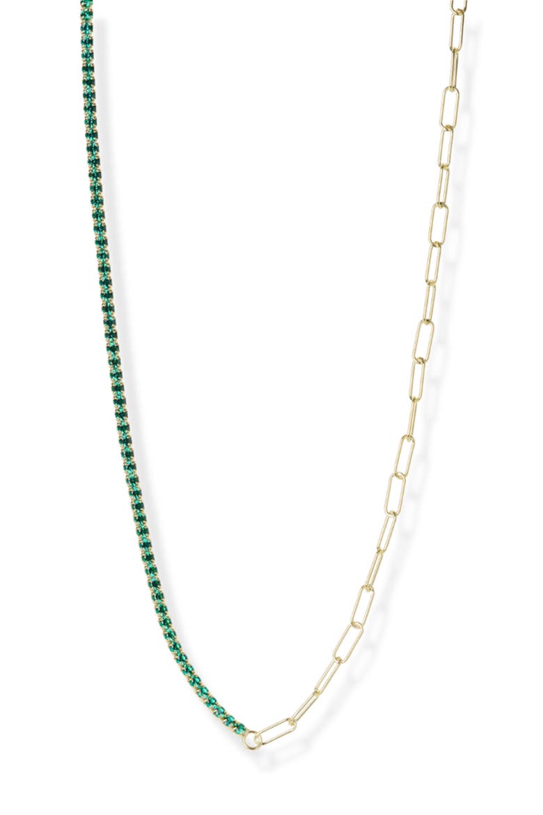 Half Cubic Zirconia Tennis Necklace, Alternate, color, GOLD