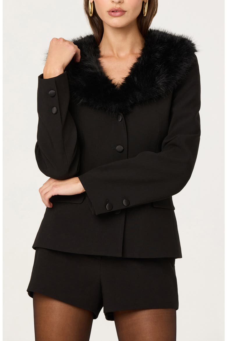 Stefani Jacket with Removable Faux Fur Collar, Alternate, color, BLACK