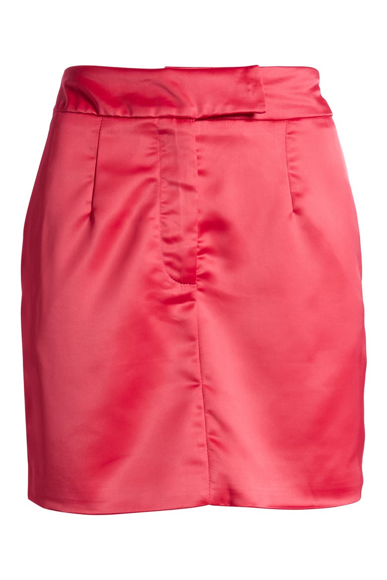 Stretch Satin Miniskirt, Alternate, color, PINK
