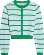 Alice + Olivia Dollie Stripe Crop Cashmere Blend Cardigan