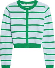 Alice + Olivia Dollie Stripe Crop Cashmere Blend Cardigan