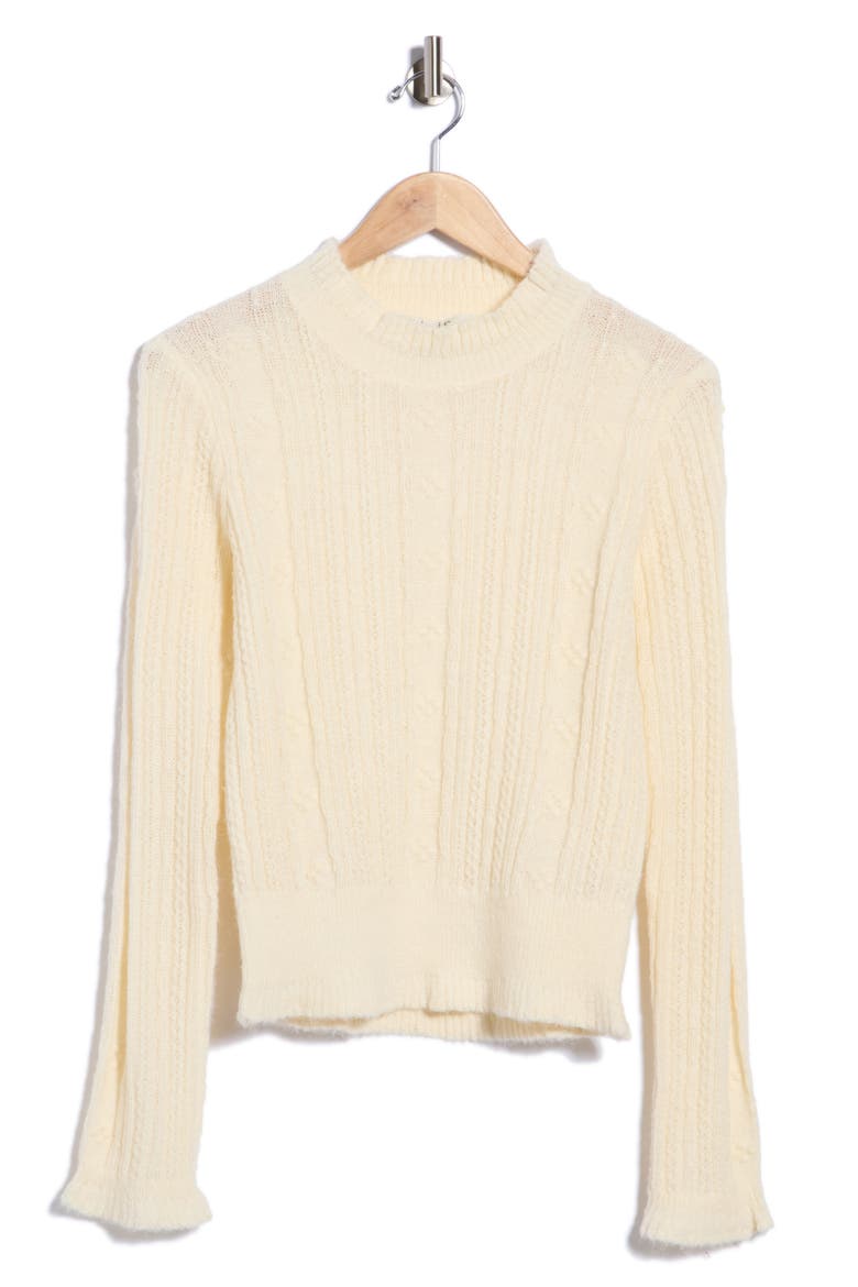 Cable Knit Crewneck Sweater, Main, color, EGRET