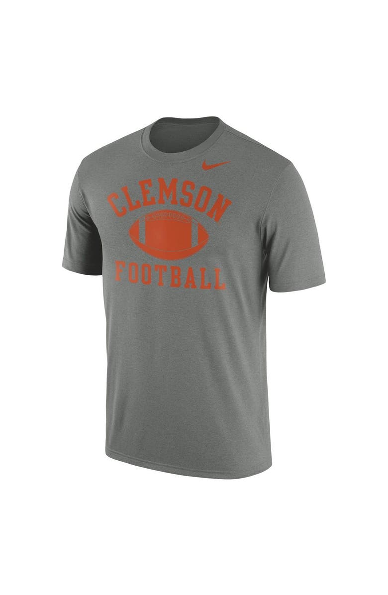 Nike Men's Nike Heather Gray Clemson Tigers Legend Football Arch Performance T-Shirt, Alternate, color, 