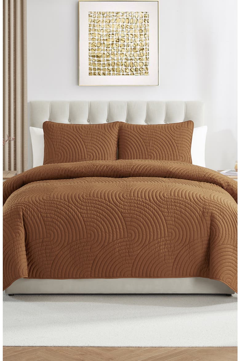 Sands Curved 3-Piece Quilt Set, Alternate, color, ORANGE