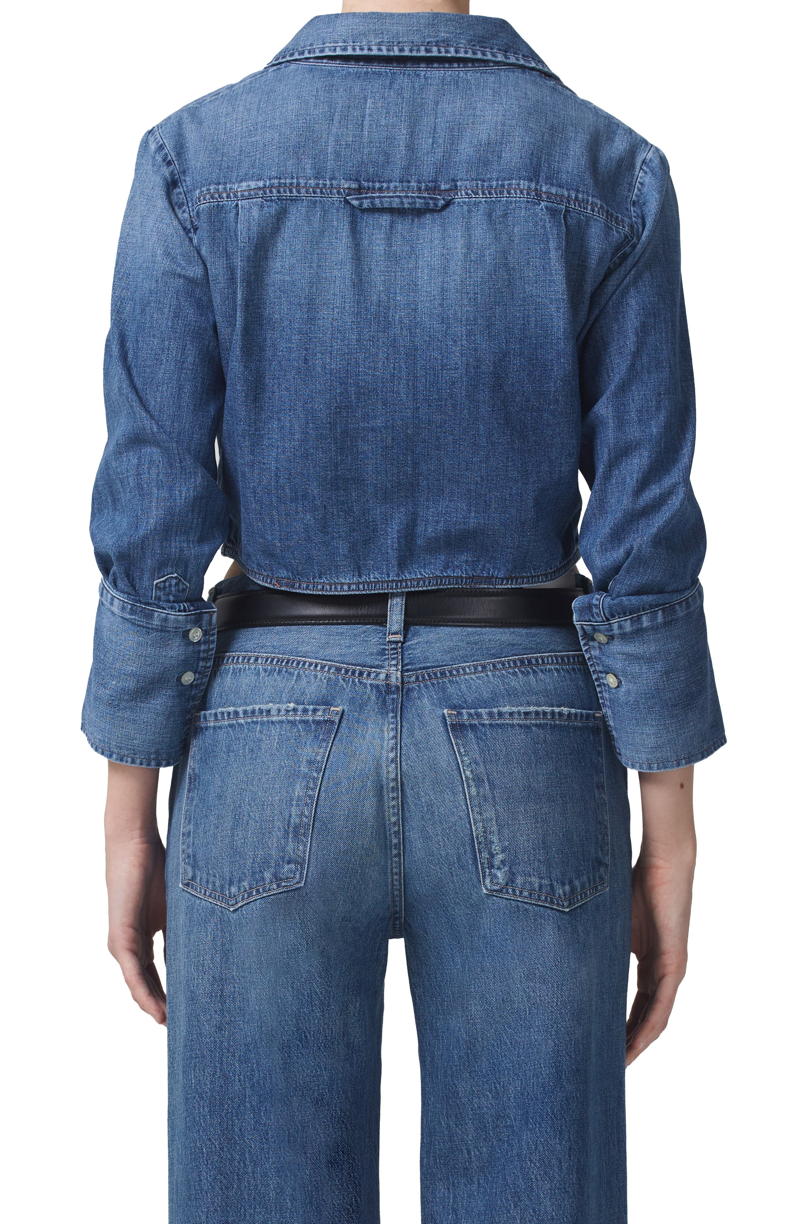 Bea Crop Denim Button-Up Shirt - image 2