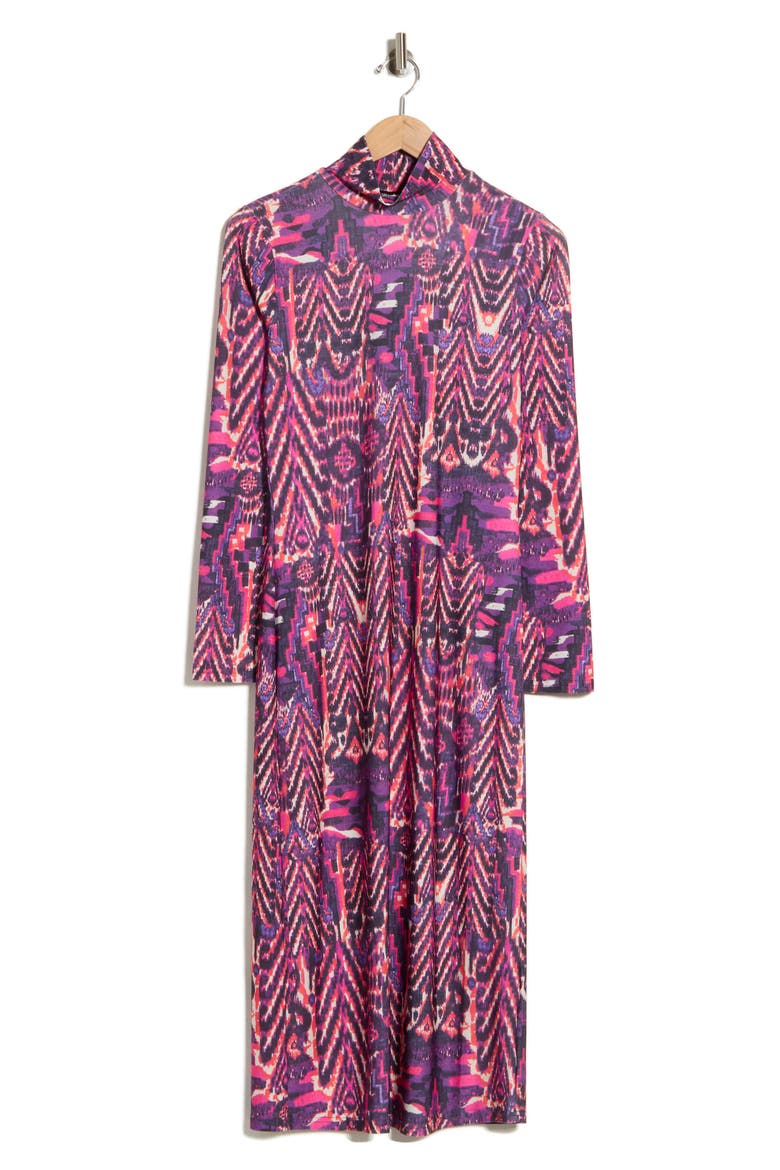 Long Sleeve Midi Dress, Alternate, color, ABSTRACT PRINT