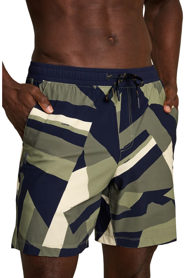 Pursuit 7-Inch Unlined Training Shorts, Main, color, SMOKEY OLIVE COLOR BLOCK