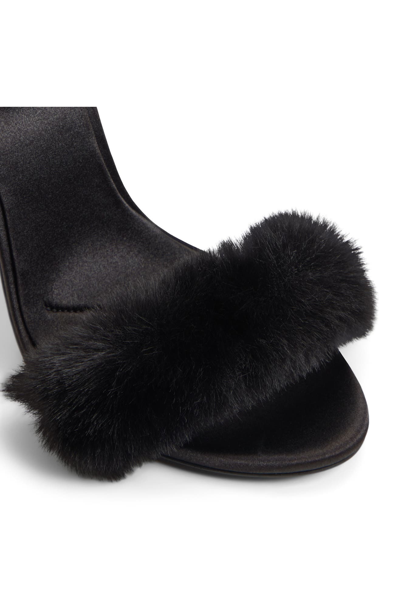 Marilou Faux Fur Sandal, Alternate, color, BLACK