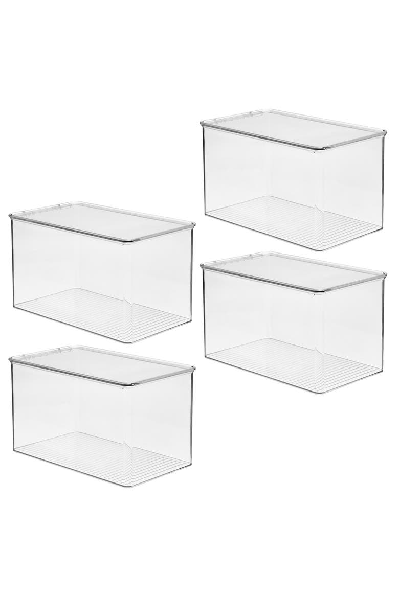 Stackable Clear Plastic Shoe Boxes with Lids, Storage Shoe Container for Closet, 4-Pack, Main, color, Clear