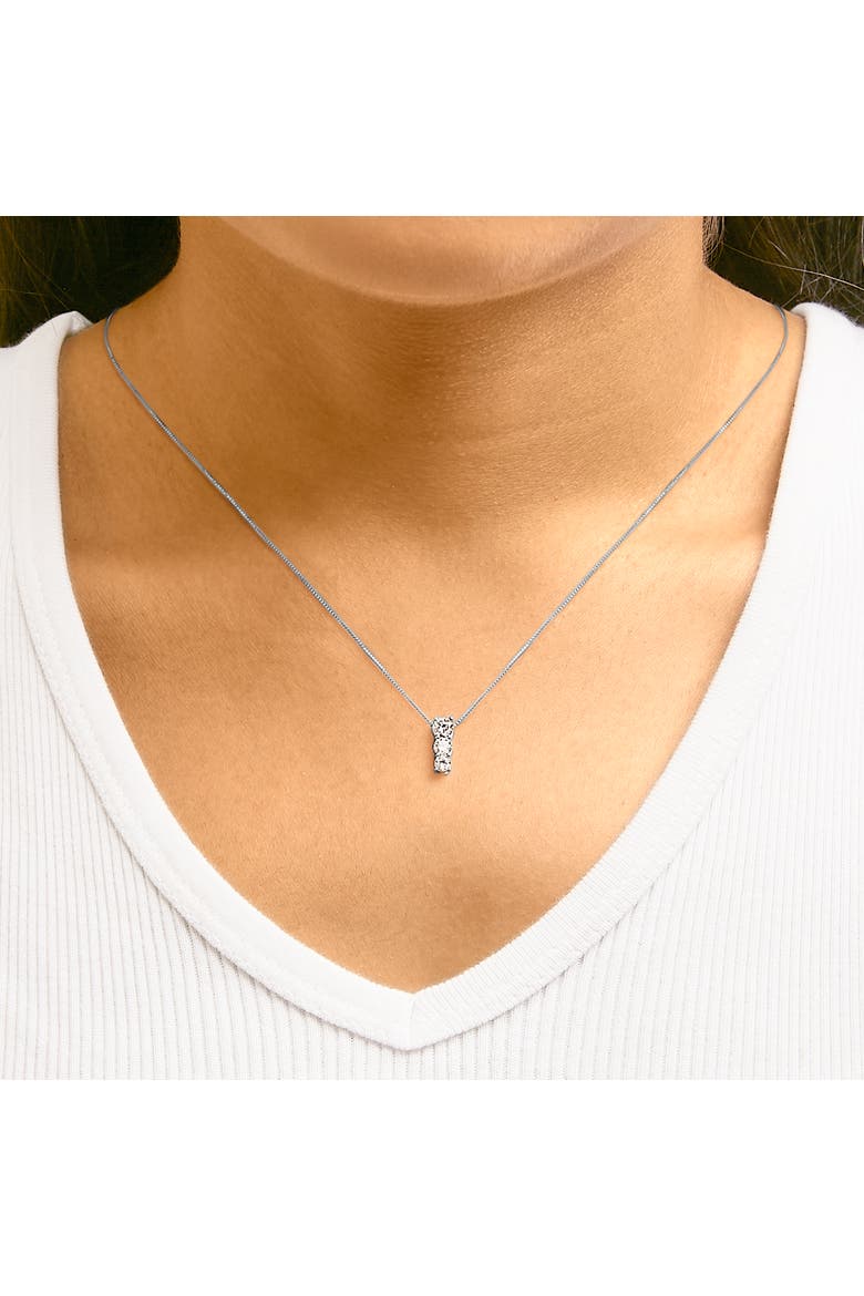14K Gold 1/2 Cttw Lab Grown Diamond Three Stone Pendant Necklace, Alternate, color, White