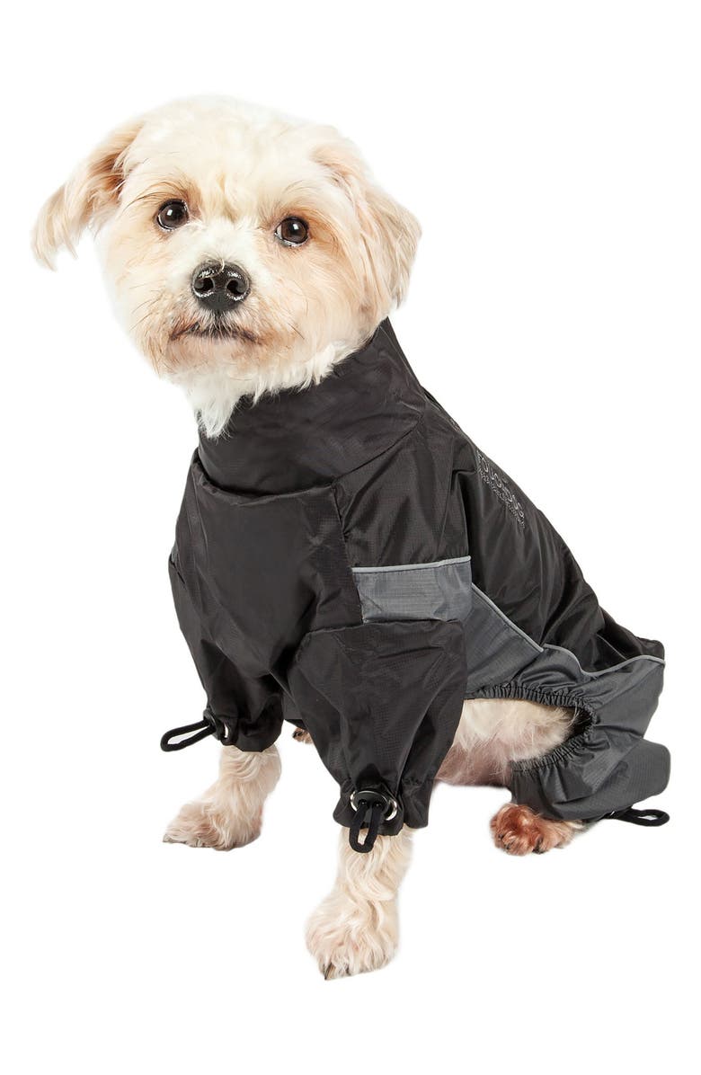 PET LIFE Touchdog Quantum-Ice Full-Bodied Adjustable and 3M Reflective Dog Jacket, Alternate, color, Black And Grey