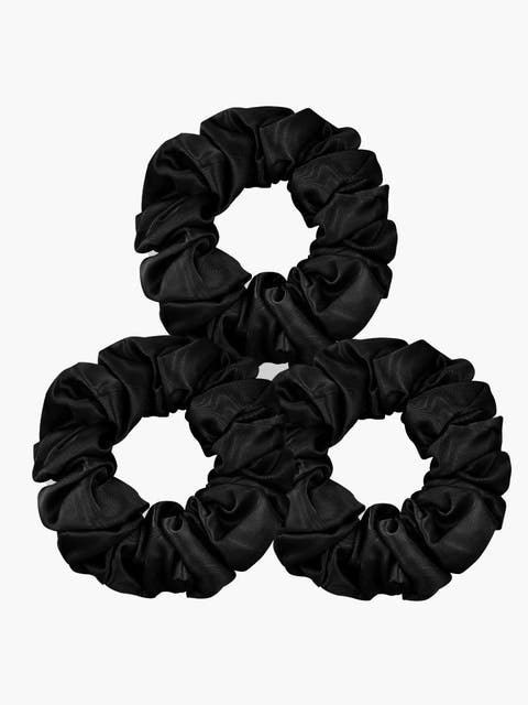 3Pcs Pure Silk Midnight Scrunchies Bundle- Middle - 3.5cm