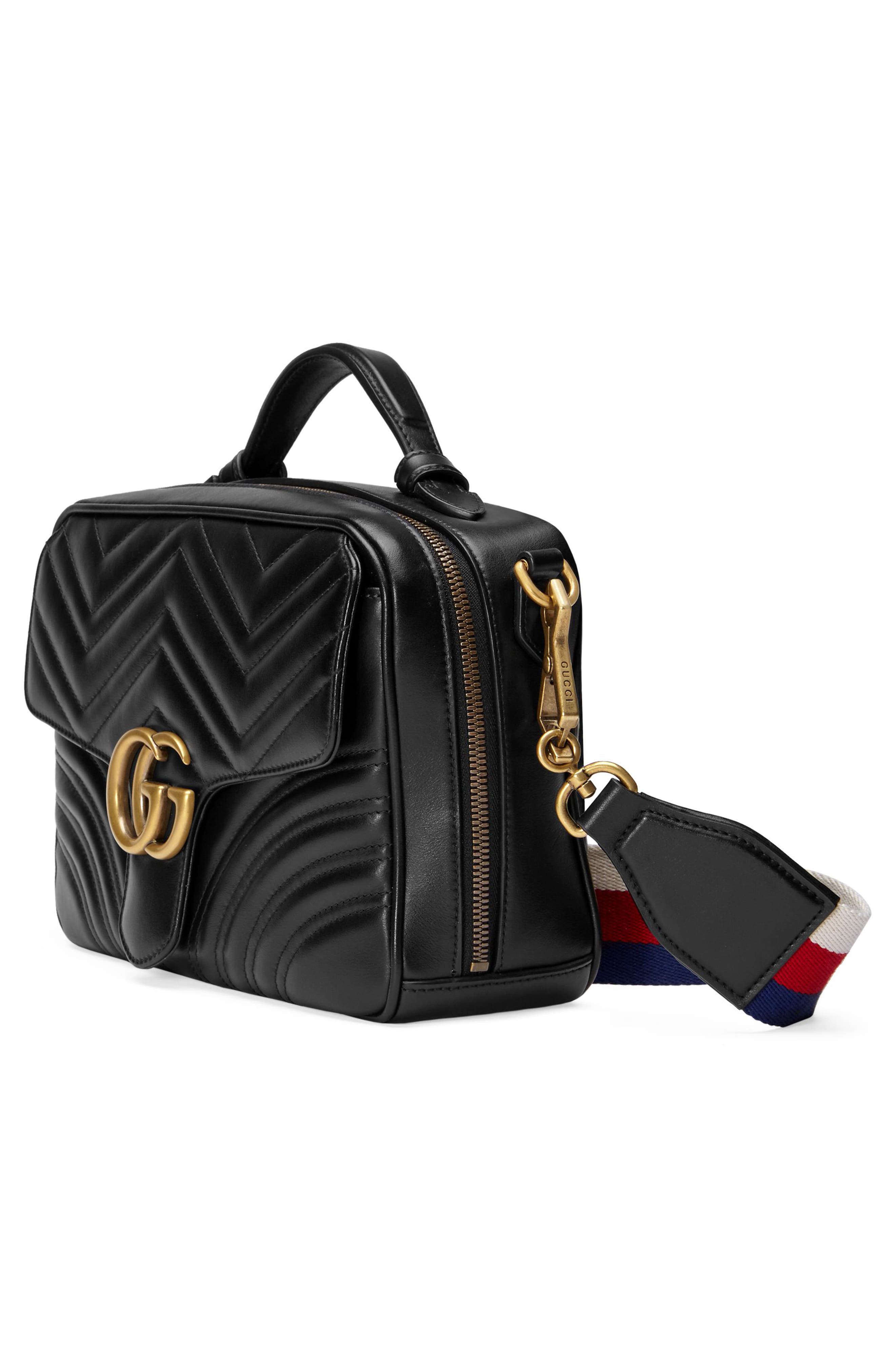 Gucci Small GG2.0 Matelassé Leather Camera Bag with Webbed Strap, Alternate, color, 