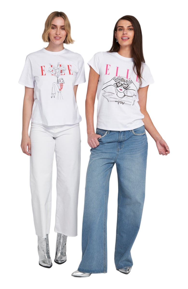 ELLE Collection Heart Eyes Graphic Tee T-Shirt, Alternate, color, White