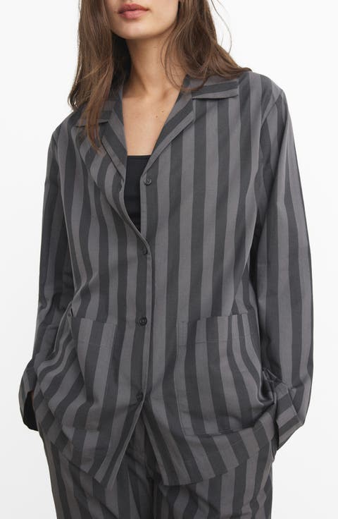 Stripe Cotton Pajama Top