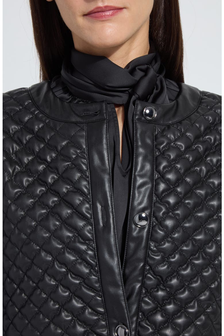 Aurelle Quilted Faux Leather Jacket, Alternate, color, BLACK