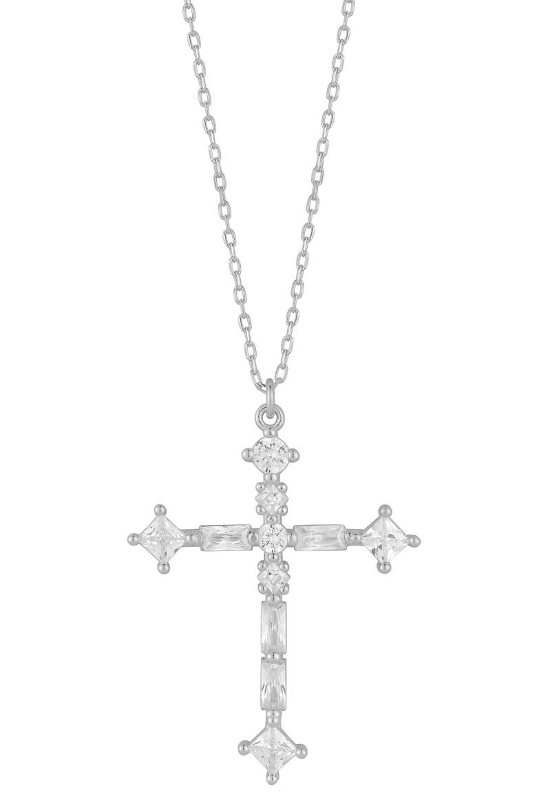 Cross Pendant Necklace, Main, color, SILVER