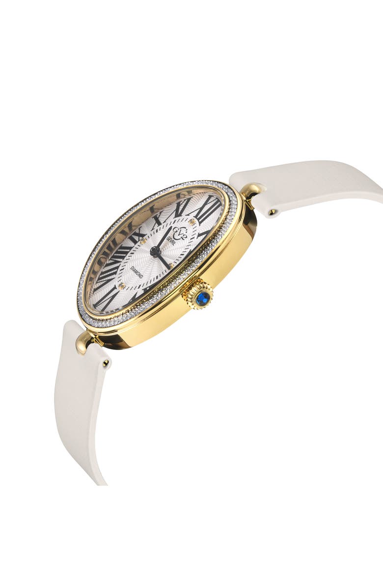 GV2 Piazza Navona Diamond Dial Leather Strap Watch, 29mm x 38mm, Alternate, color, Ivory