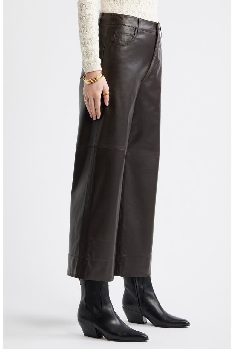 Leather Crop Wide Leg Pants, Alternate, color, BROWN TORTE