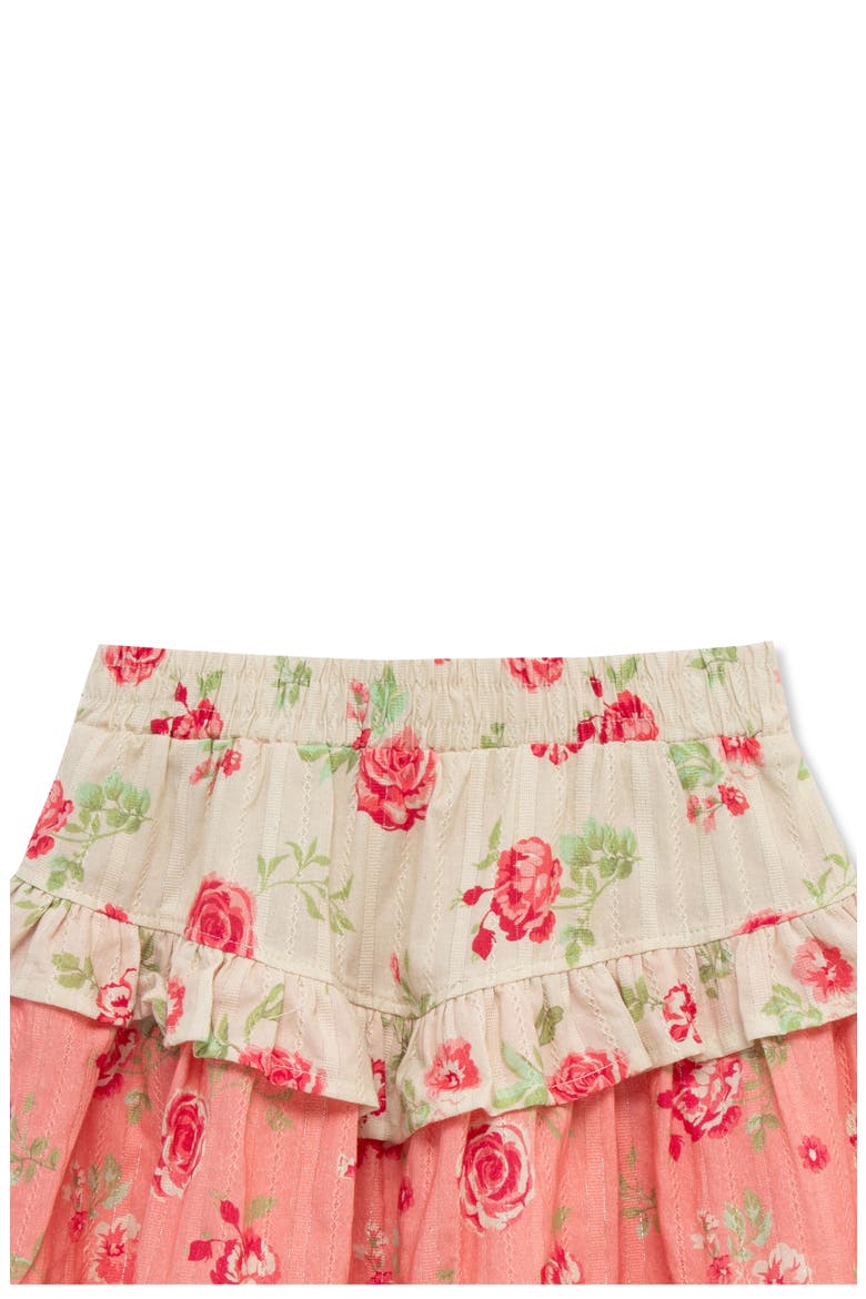 Kids' Graphic Sweatshirt & Floral Print Skirt Set, Alternate, color, CORAL