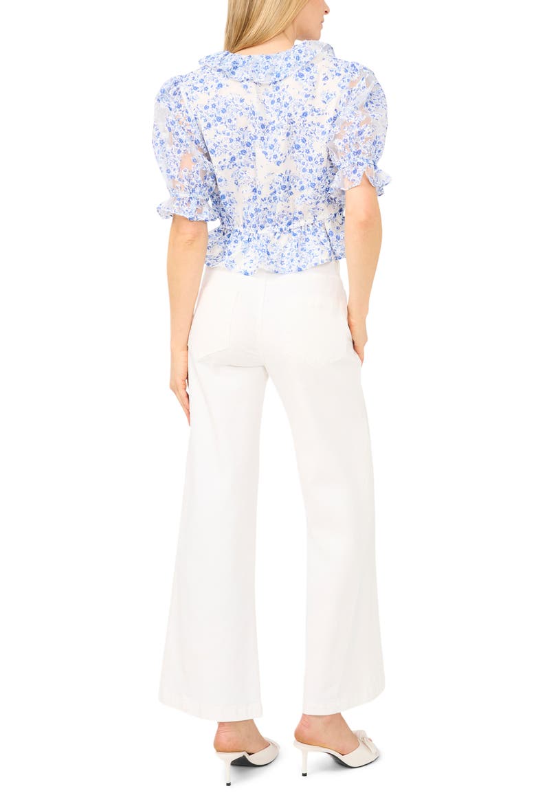 Clarise Ruffle Trim V-Neck Top, Alternate, color, SKY