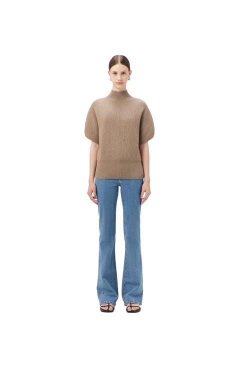 Cashmere Short-Sleeve Turtleneck