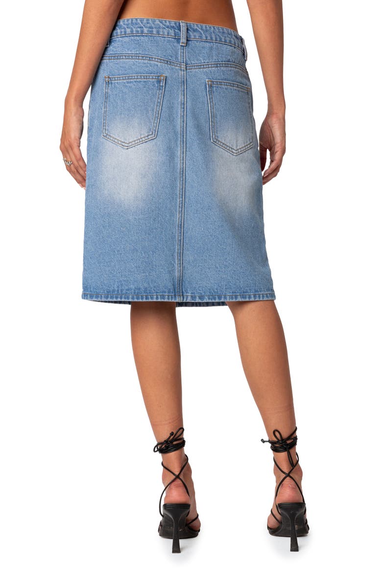 EDIKTED Junia Rigid Denim Midi Skirt, Alternate, color, 