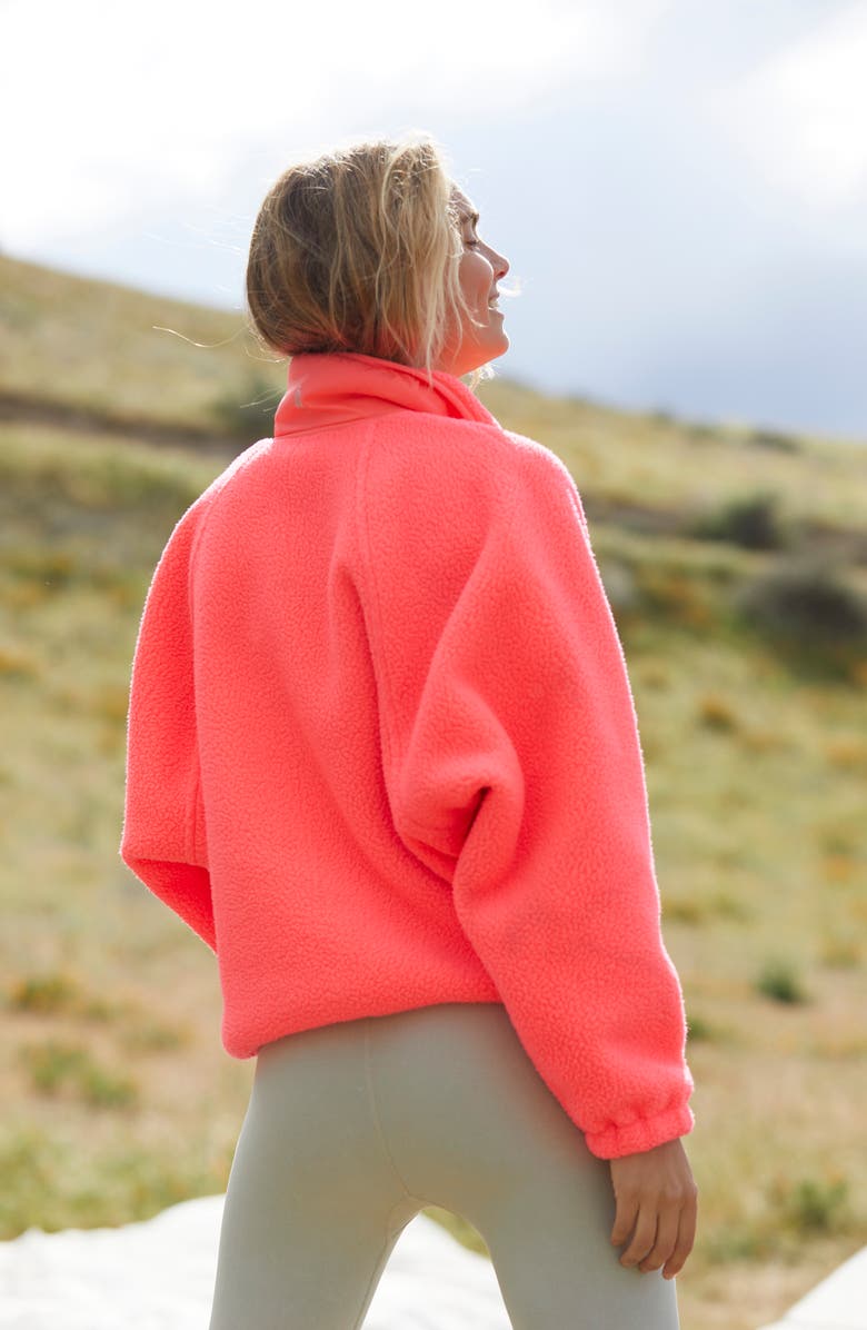 Free People FP Movement Hit the Slopes Fleece Jacket, Alternate, color, Neon Coral