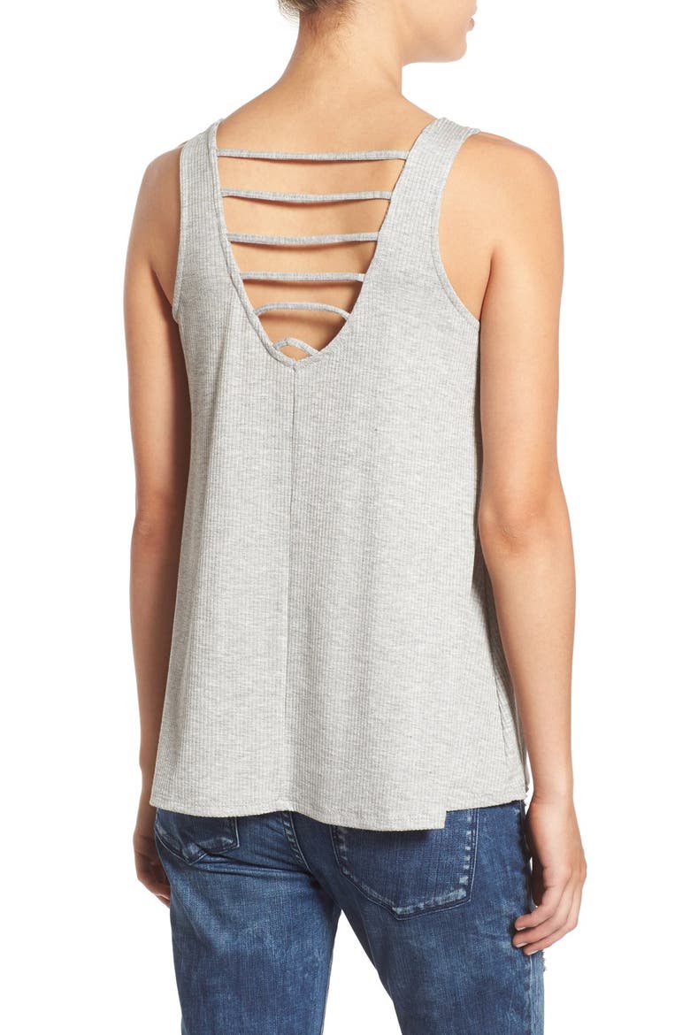 Strappy Rib Knit Tank, Alternate, color, HEATHER GREY