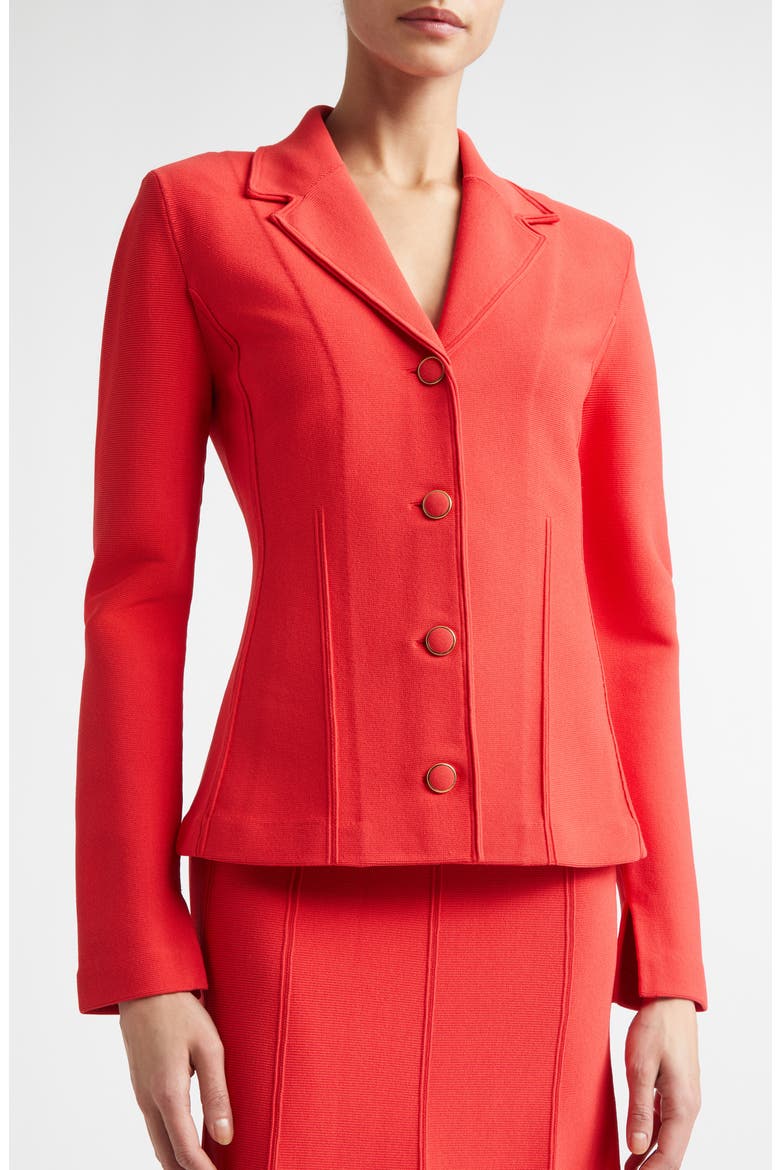 Adele Valley Fitted Sweater Jacket, Alternate, color, BRIGHT DEEP CORAL