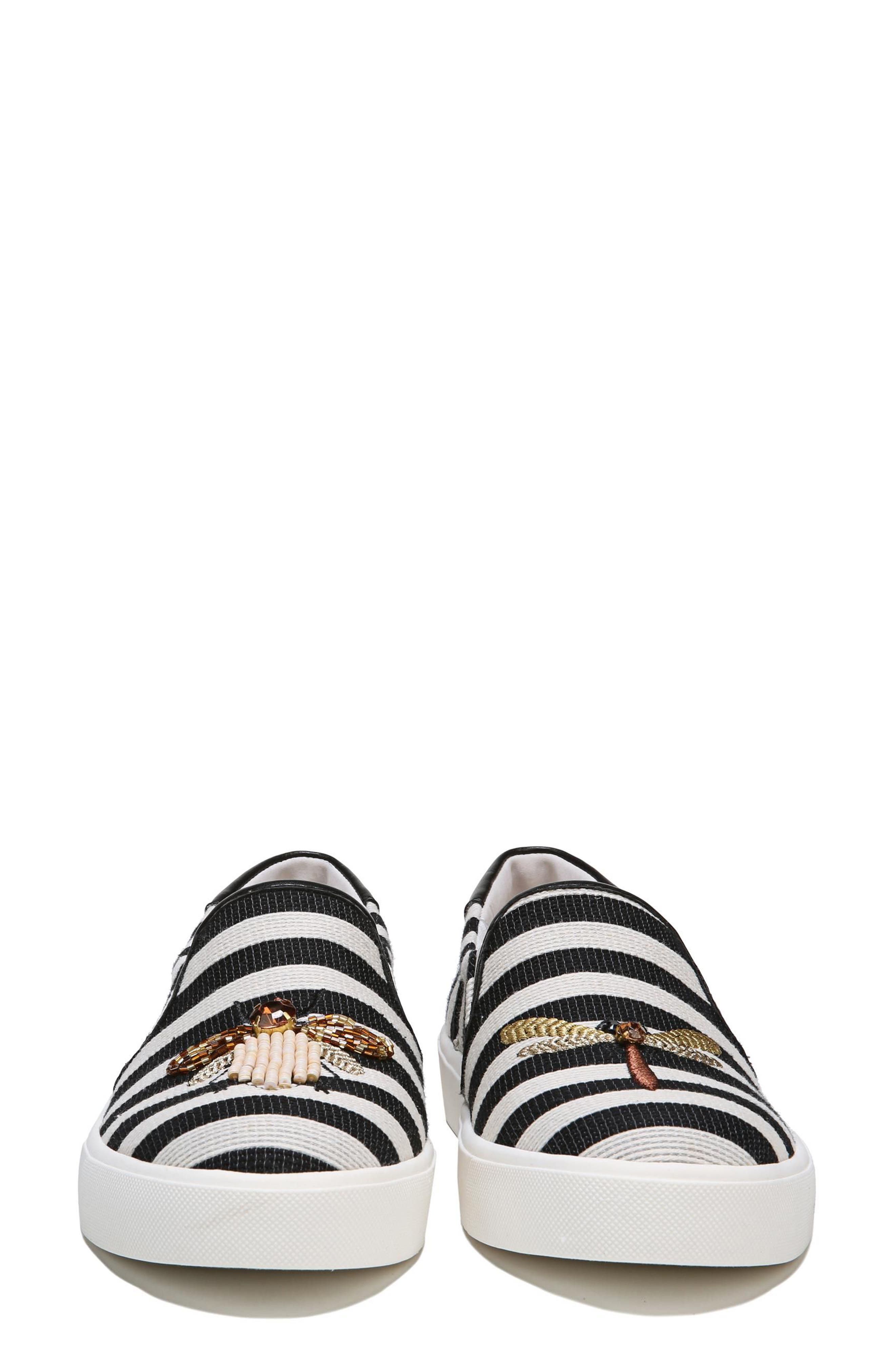 Evelina Slip-On, Alternate, color, BLACK STRIPE NAPPA LEATHER