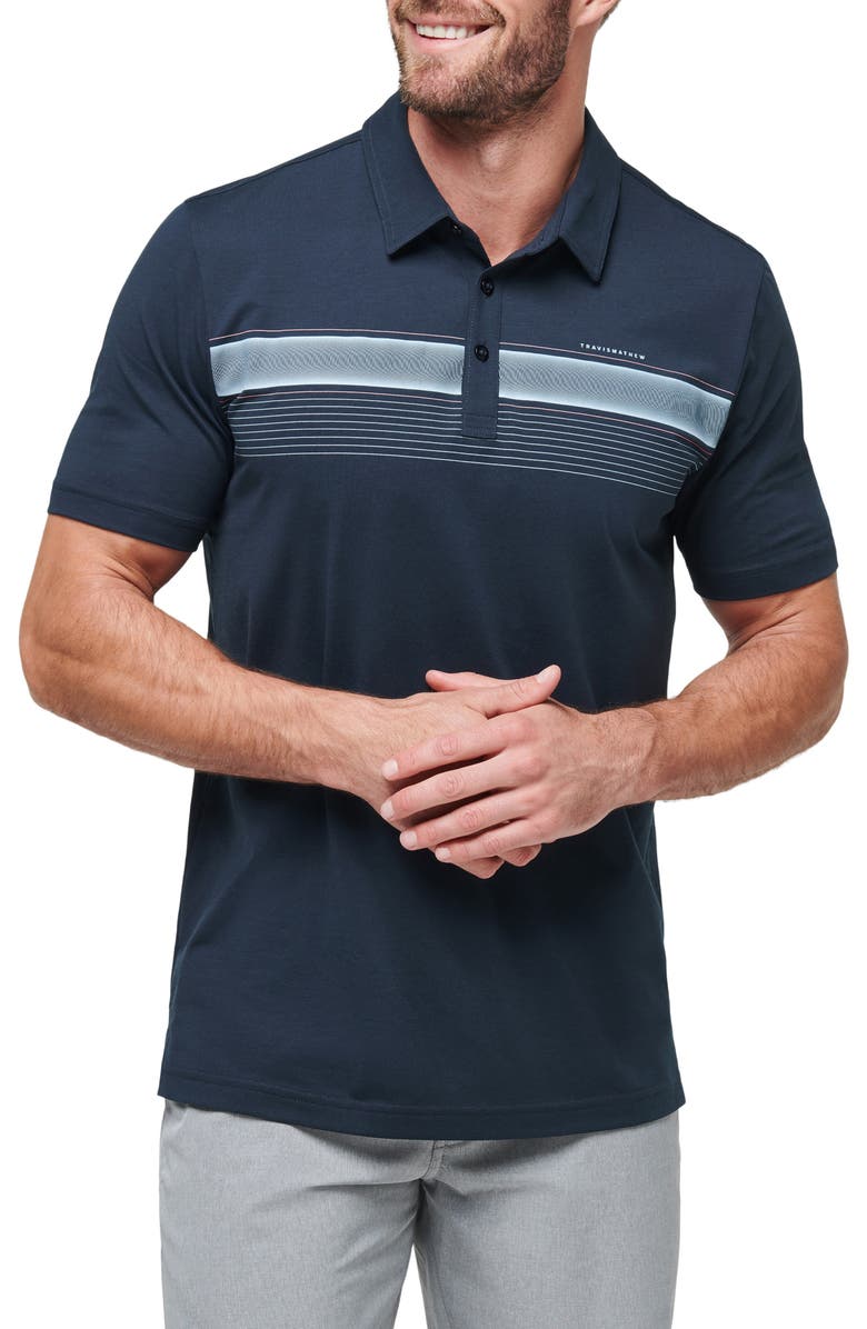 TravisMathew State of the Art 2.0 Chest Stripe Polo, Main, color, Total Eclipse