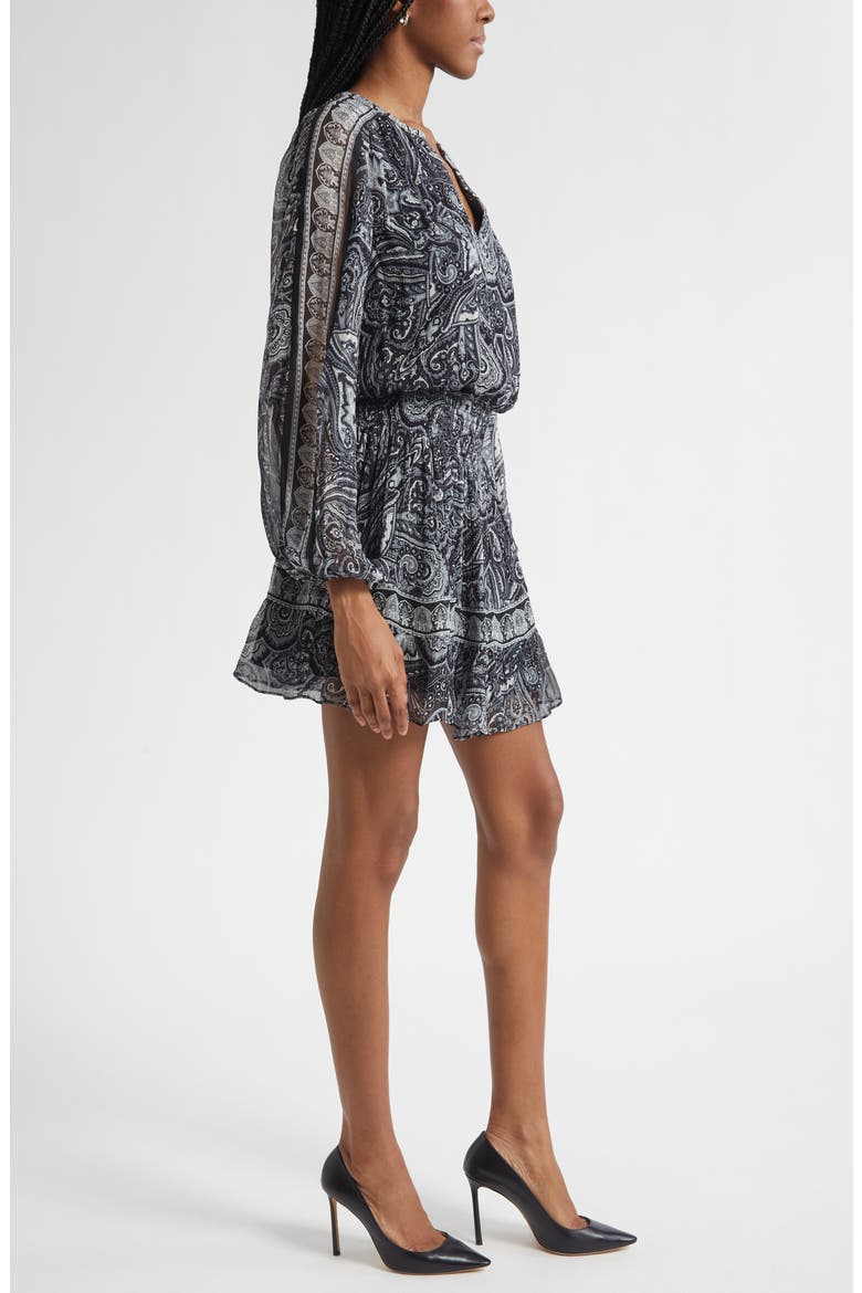 Maricela Paisley Long Sleeve Minidress, Alternate, color, BLACK PAISLEY