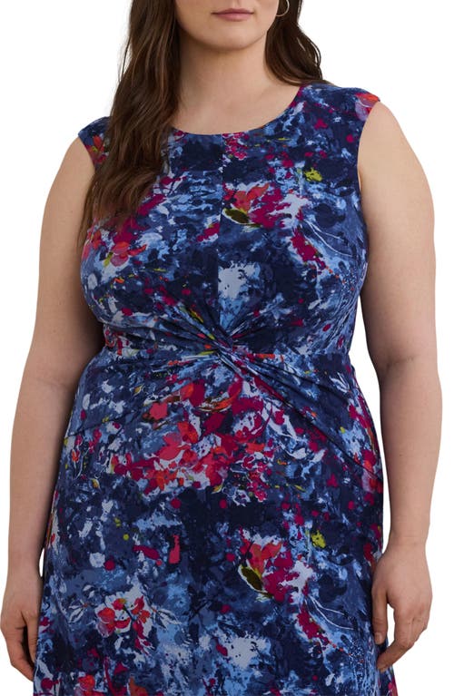 Ralph Lauren Plus Size Print Twist-front Jersey Dress In Blue