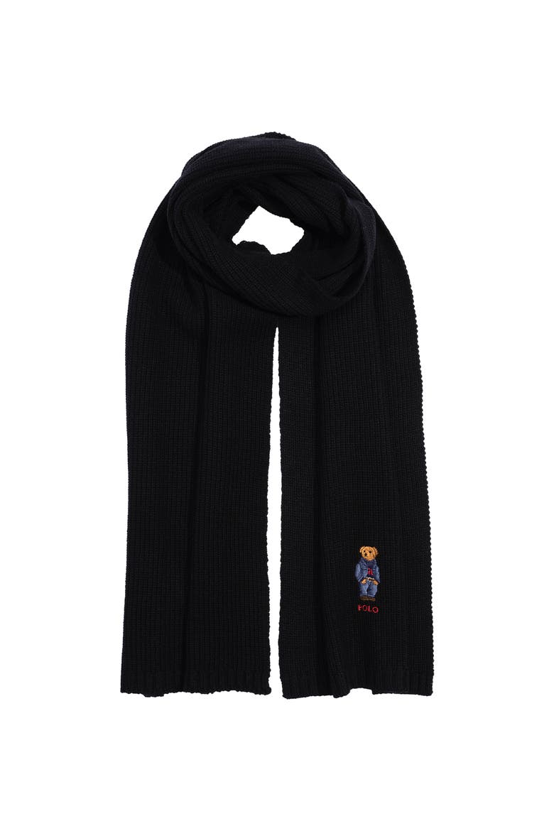Solid Denim Bear Scarf, Alternate, color, Polo Black